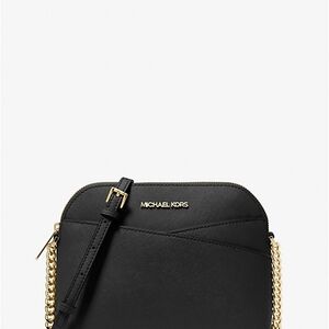 Michael Kors Elegant Black Crossbody with Gold Accents